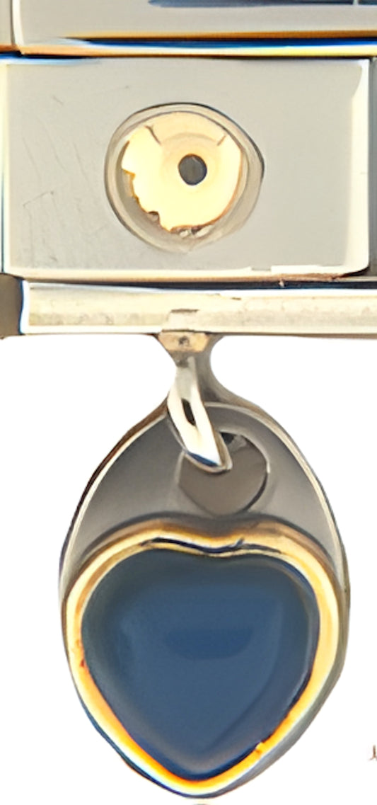 Dark Blue Heart Dangle with Gold