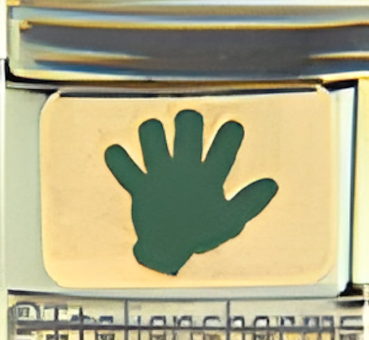 Green Handprint on Gold