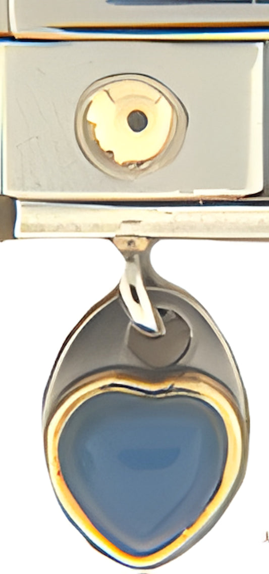 Light Blue Heart Dangle with Gold