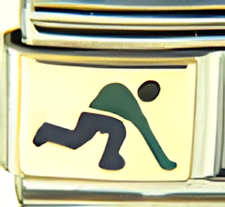Green and Blue Hockey Player