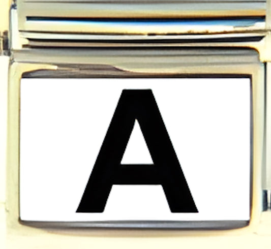Black Block Letter A with White Background Photo Charm
