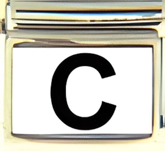 Black Block Letter C with White Background Photo Charm