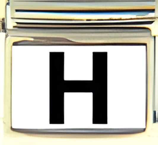 Black Block Letter H with White Background Photo Charm