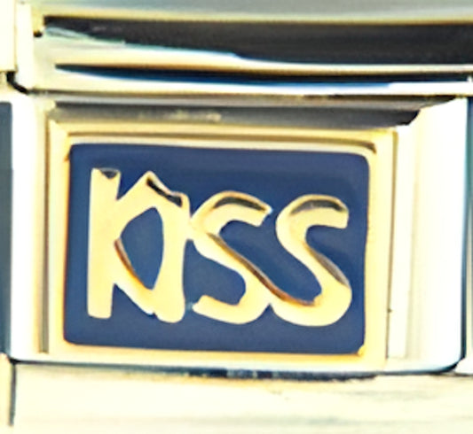 Kiss Text on Blue