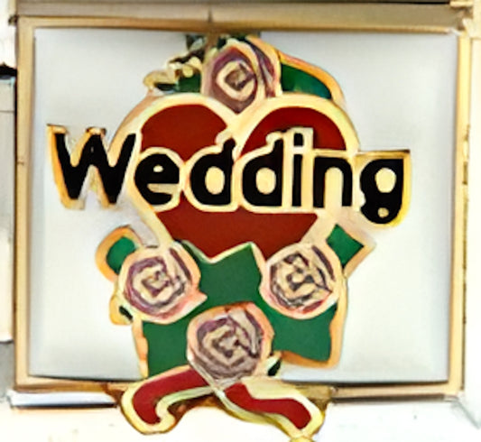Wedding Text with Flowers on Sparkle White