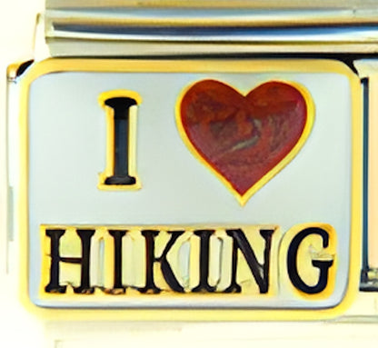 I Love Hiking on White Photo Charm
