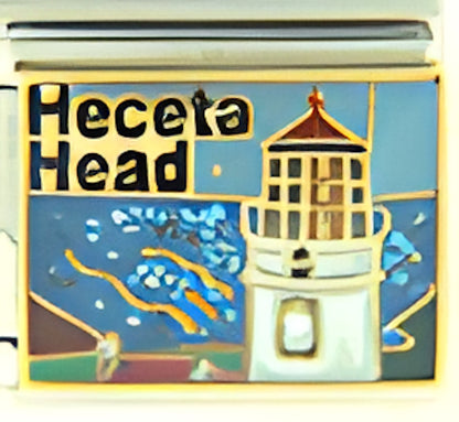 Heceta Head with Lighthouse on Sparkle Blue
