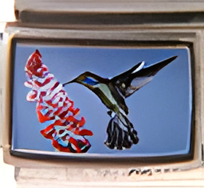 Green Hummingbird on Blue Photo Charm